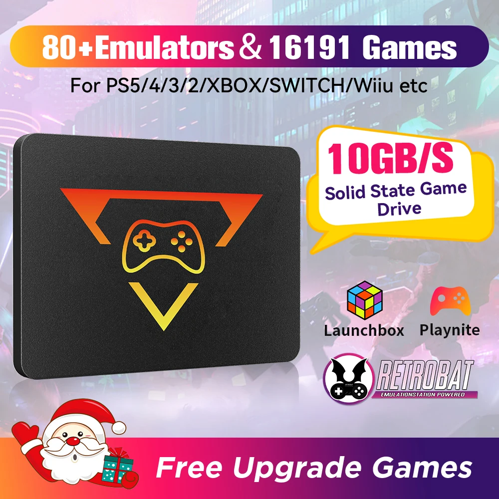 Retro-Gaming-SSD für Switch/PS5/Xbox/PS4/PS3/PS2/WIIU 80 + Emulatoren Launchbox & Retrobat & Playnite 16191 Spielekonsole für PC/Lapt