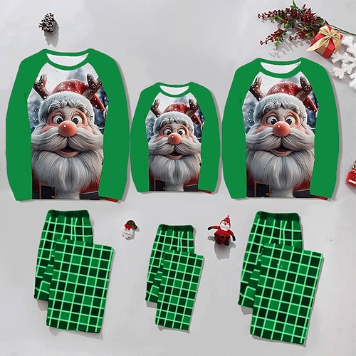 Pyjamas de Noël en famille Vêtements de Nuit père Noël Plaid Tenues assorties à la famille Doux 2 pièces pour Homme Femmes Garçons Fille Adultes Enfant Noël Nouvel An la veille de Noël Vacances Noël