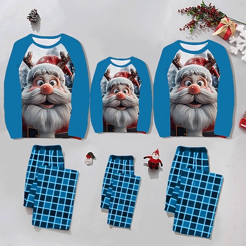 Pyjamas de Noël en famille Vêtements de Nuit père Noël Plaid Tenues assorties à la famille Doux 2 pièces pour Homme Femmes Garçons Fille Adultes Enfant Noël Nouvel An la veille de Noël Vacances Noël