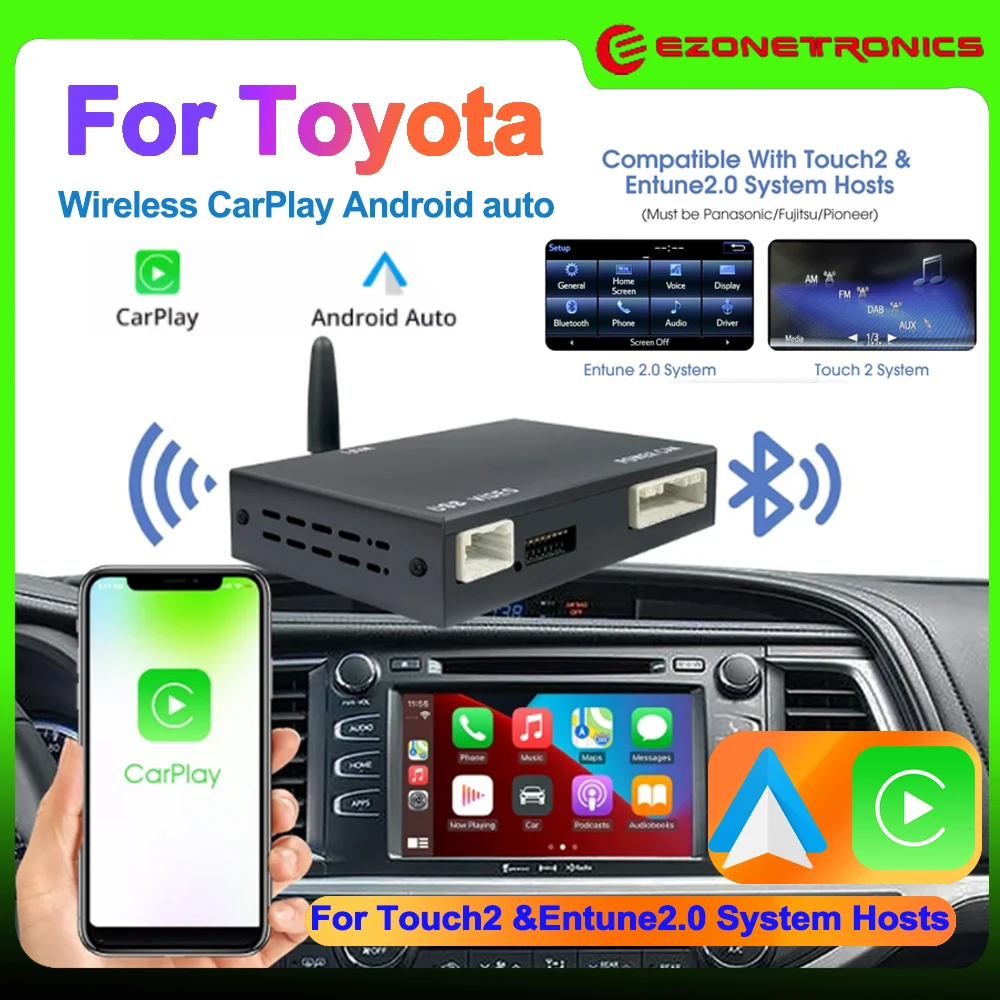 Drahtlose Carplay Android Auto Für Toyota Touch2/Entune 2,0 System Für TOYOTA Corolla Camry CHR RAV4 Highlander 14-19 auto Decoder Image