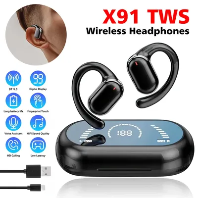 X91 ows Ohr haken Ohrhörer Bluetooth 5,3 Gaming Sport Headset Hifi Stereo Rausch unterdrückung Image