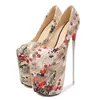 Sexy 22 cm Metall Extreme High Heels Schuhe Frau Plattform Mode Druck Mit Hohen Absätzen Pumpen Frauen Große Größe Stripper Fetisch Party schuhe