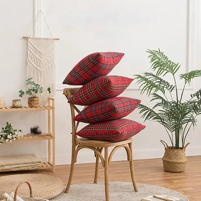 45/50cm 2/4pcs rot karierte Weihnachts kissen bezug Kissen bezug Weihnachts dekorationen für Haupt Image