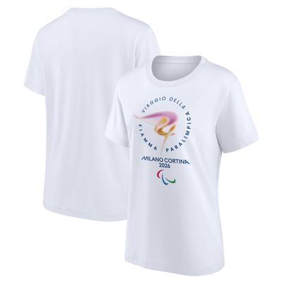 Milano Cortina 2026 Paralympics Torch Primary Logo Graphic T-Shirt – Weiß – Damen Image