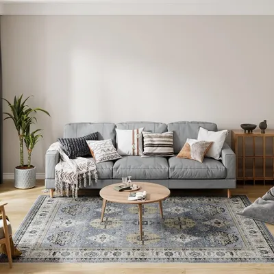 Washable Rug, Vintage Rug for Living Room, Machine Washable Bedroom Rug Non Slip Rug for Bedroom