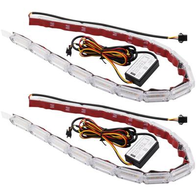 16 Lichter, 2er-Pack, Kristallaugenlampe, LED-Tagfahrlicht, Blinkerlicht, 12-V-LED-Laufwasserlicht