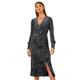 Roman Womens Velvet Animal Wrap Midi Stretch Dress - Silver - Size 18 UK | Roman Sale | Discount Designer Brands