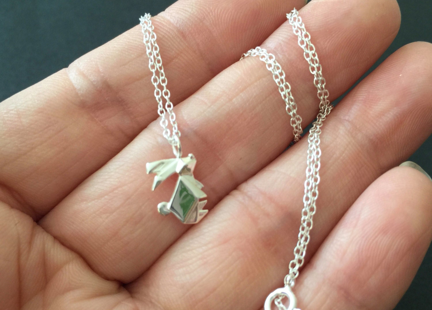 Coniglietto origami, ciondolo collana coniglietto coniglio in argento sterling, collana coniglietto, collana coniglio, collana d'argento, collana semp