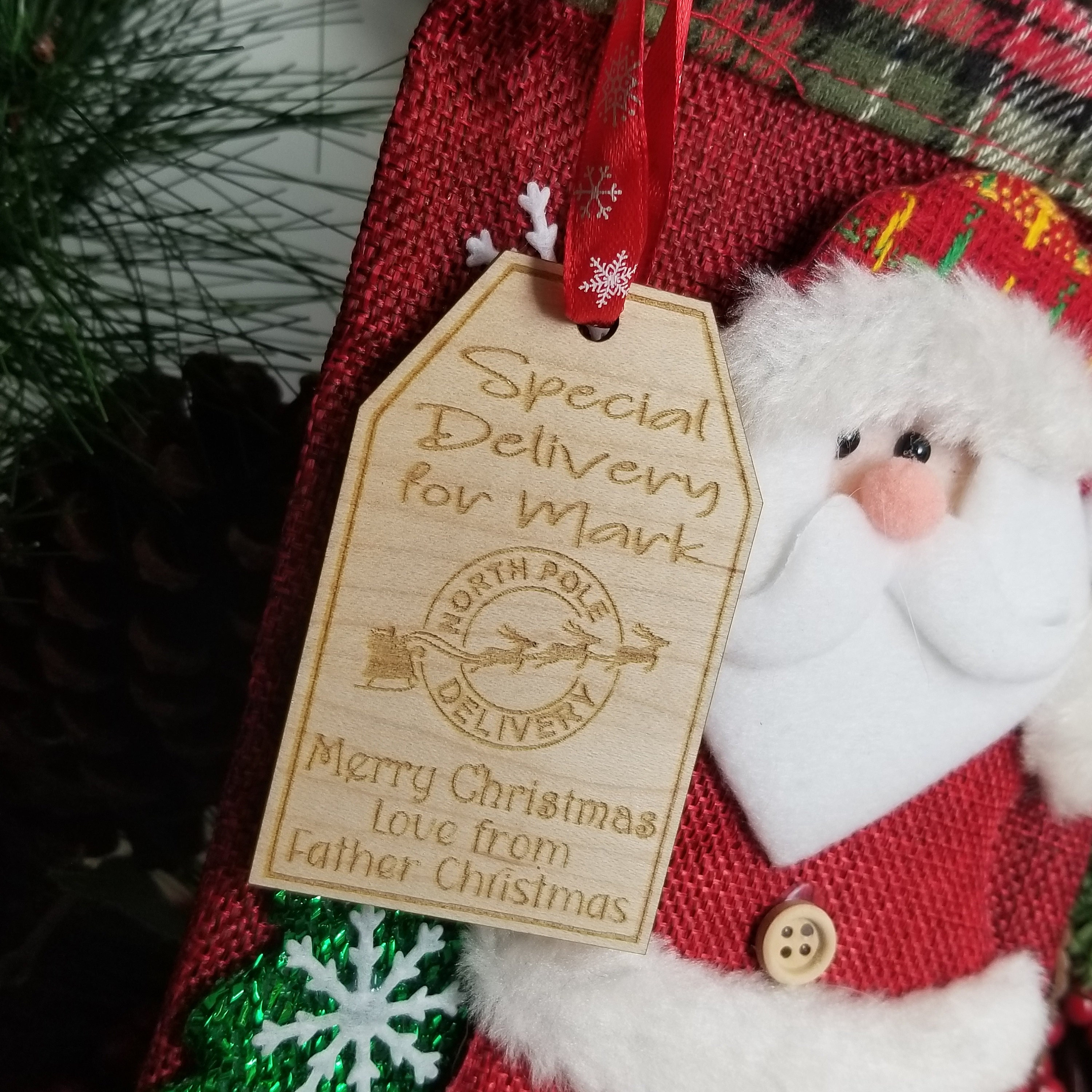 Etichetta regalo di Natale personalizzata con Babbo Natale, aggiungi qualsiasi nome e testo, etichetta per regali di Natale, regalo di Babbo Natale, s