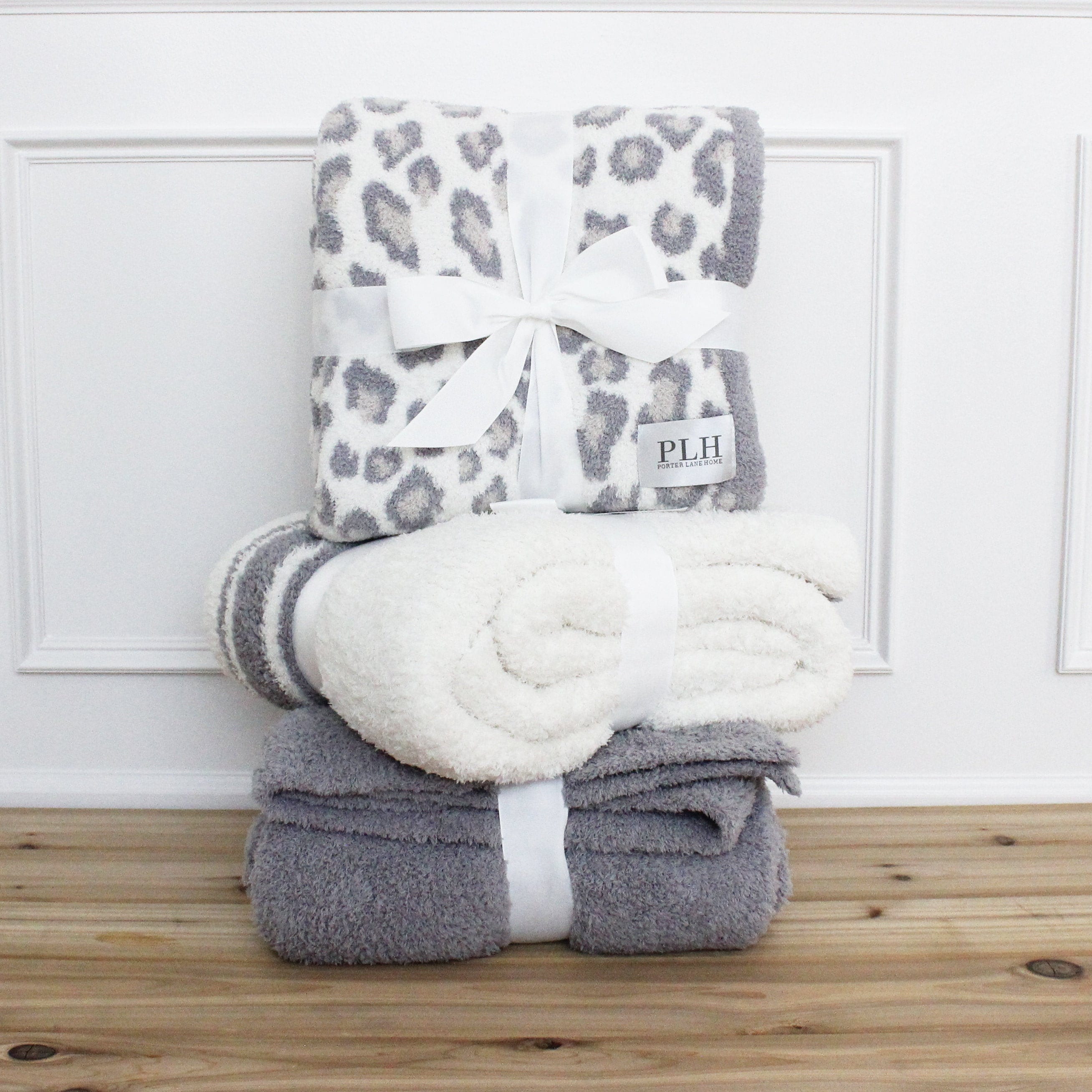 Coperta di peluche PLH * Coperta super morbida * Coperta tessuta di lusso * Coperta extra morbida * Coperta grigia * Coperta leopardata accogliente *