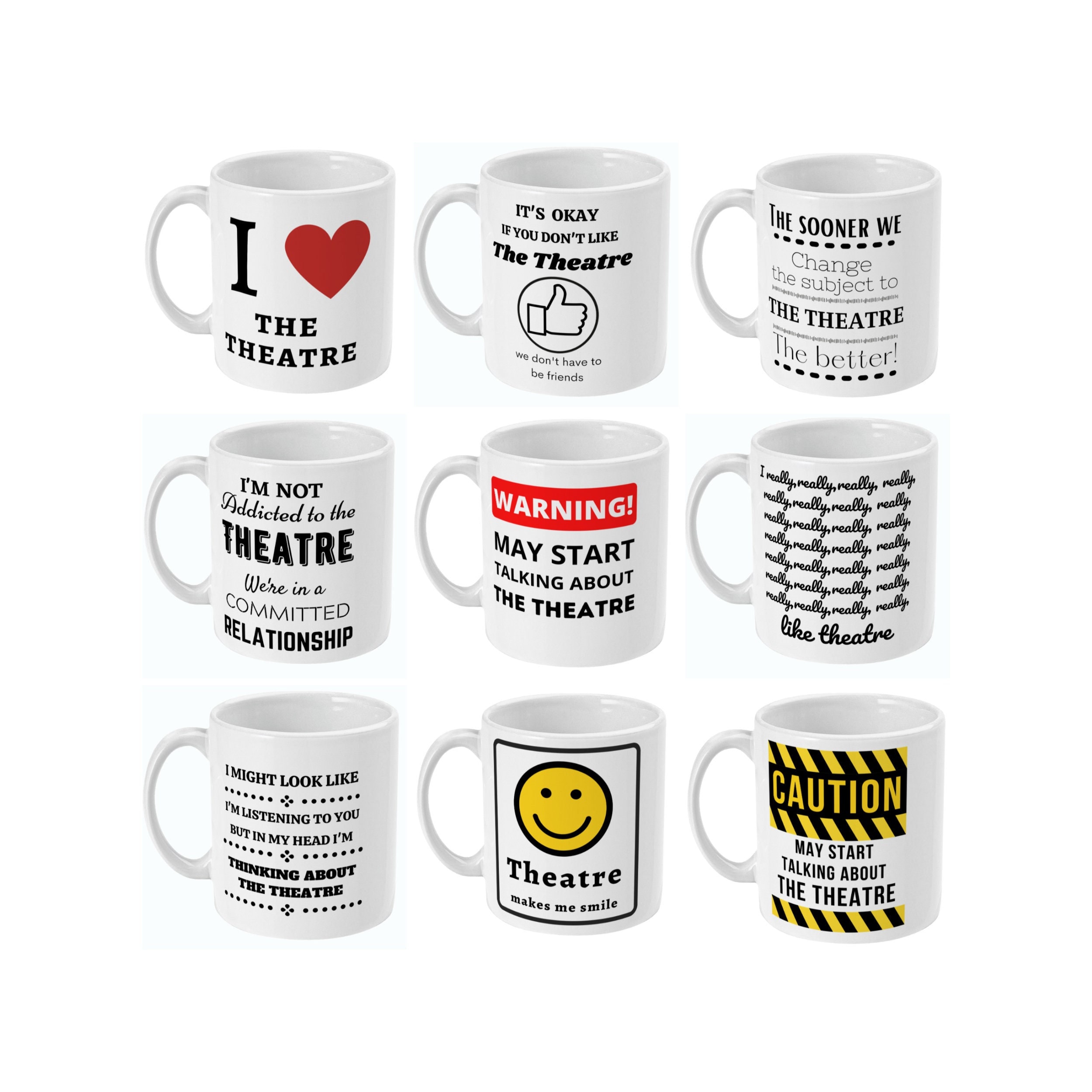 Regali per gli amanti del teatro, Regali teatrali, Regali per gli amanti di Broadway, Regali per gli amanti del teatro musicale, Tema teatro, Tazza no