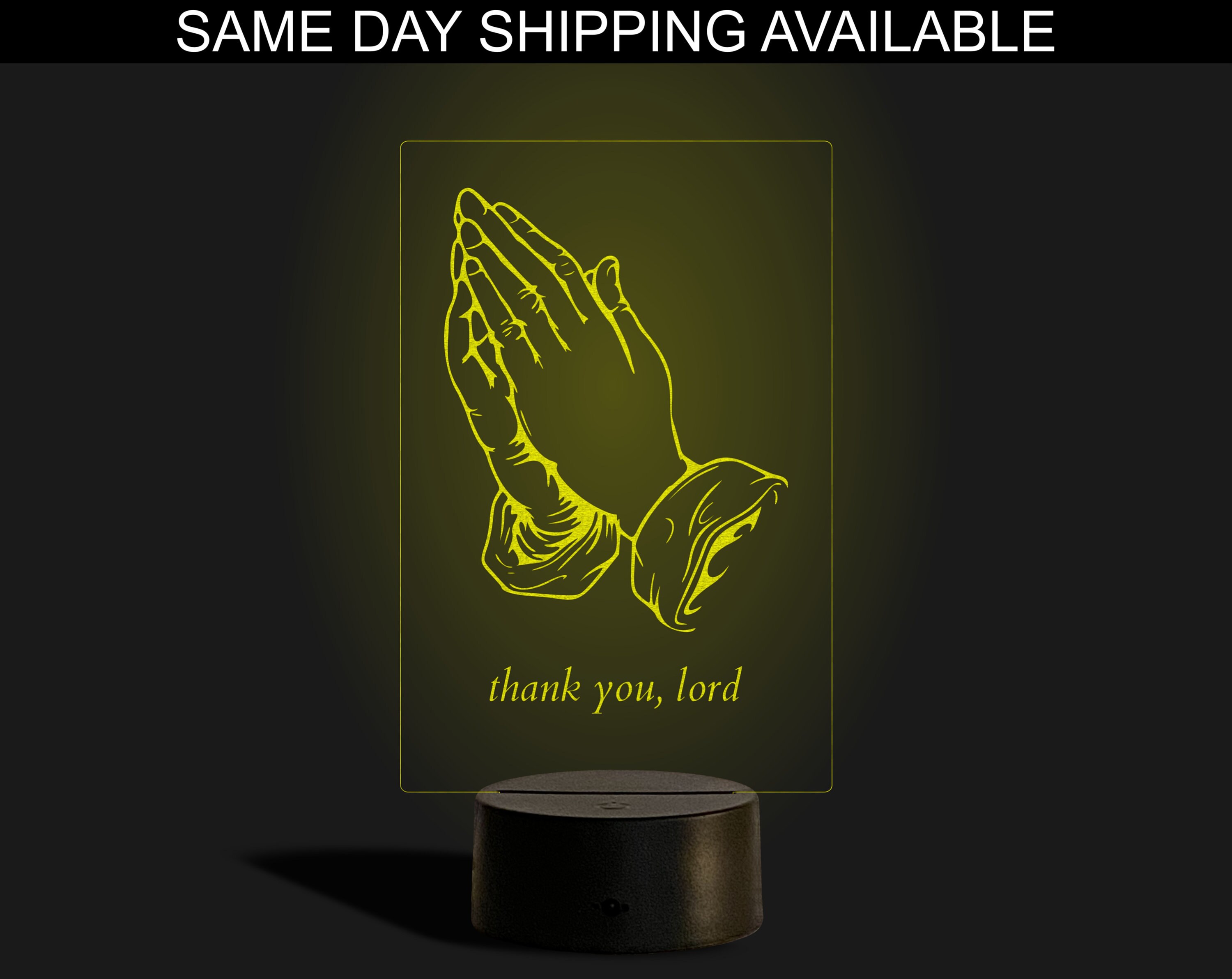 Luce LED a forma di mani in preghiera. Lampada LED personalizzata. Insegna LED. Telecomando. Regali di compleanno per bambini. Regali personalizzati.