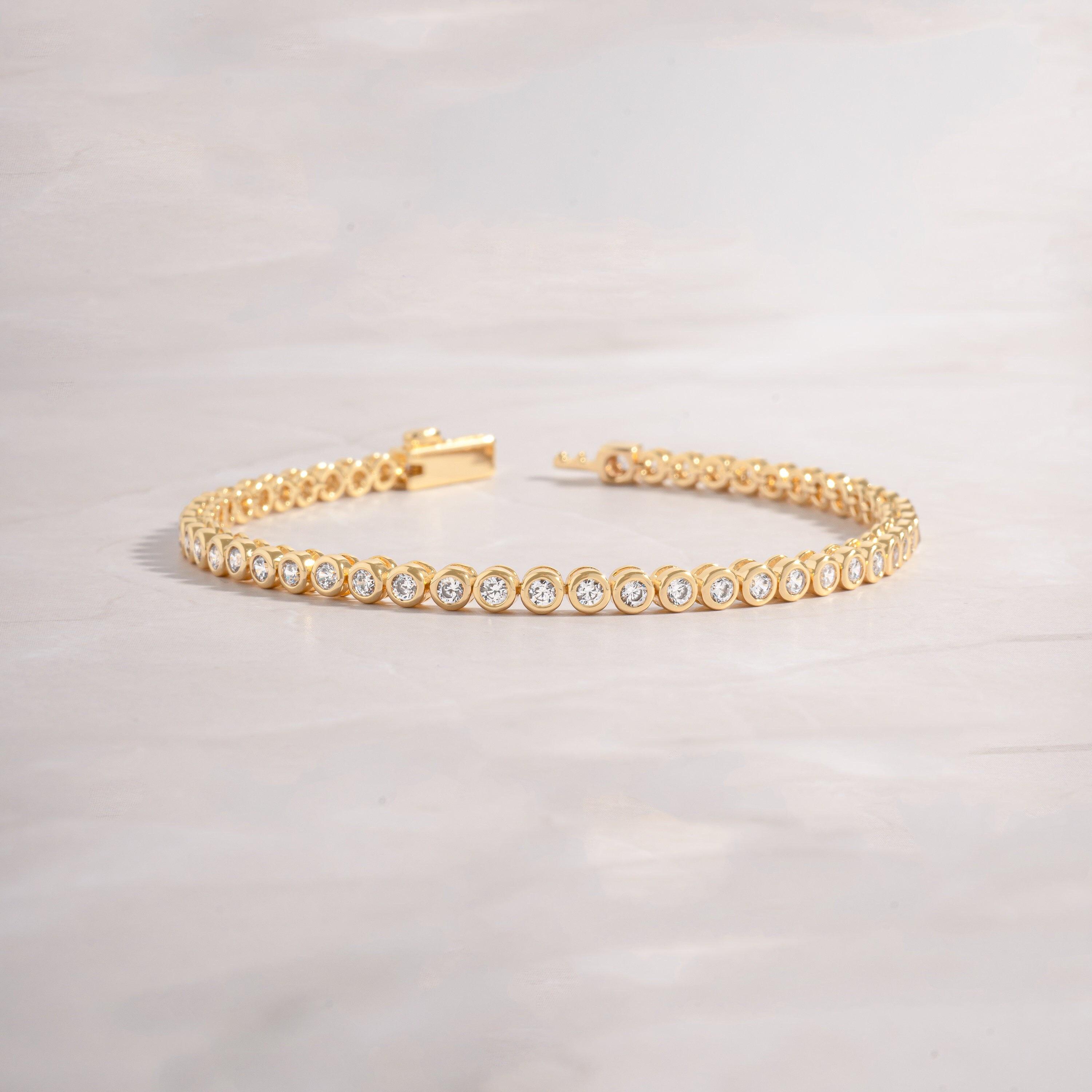 Bracciale tennis, bracciale tennis in oro, bracciale tennis con zirconi cubici, bracciale delicato, bracciale con diamanti, regalo per lei, bracciale