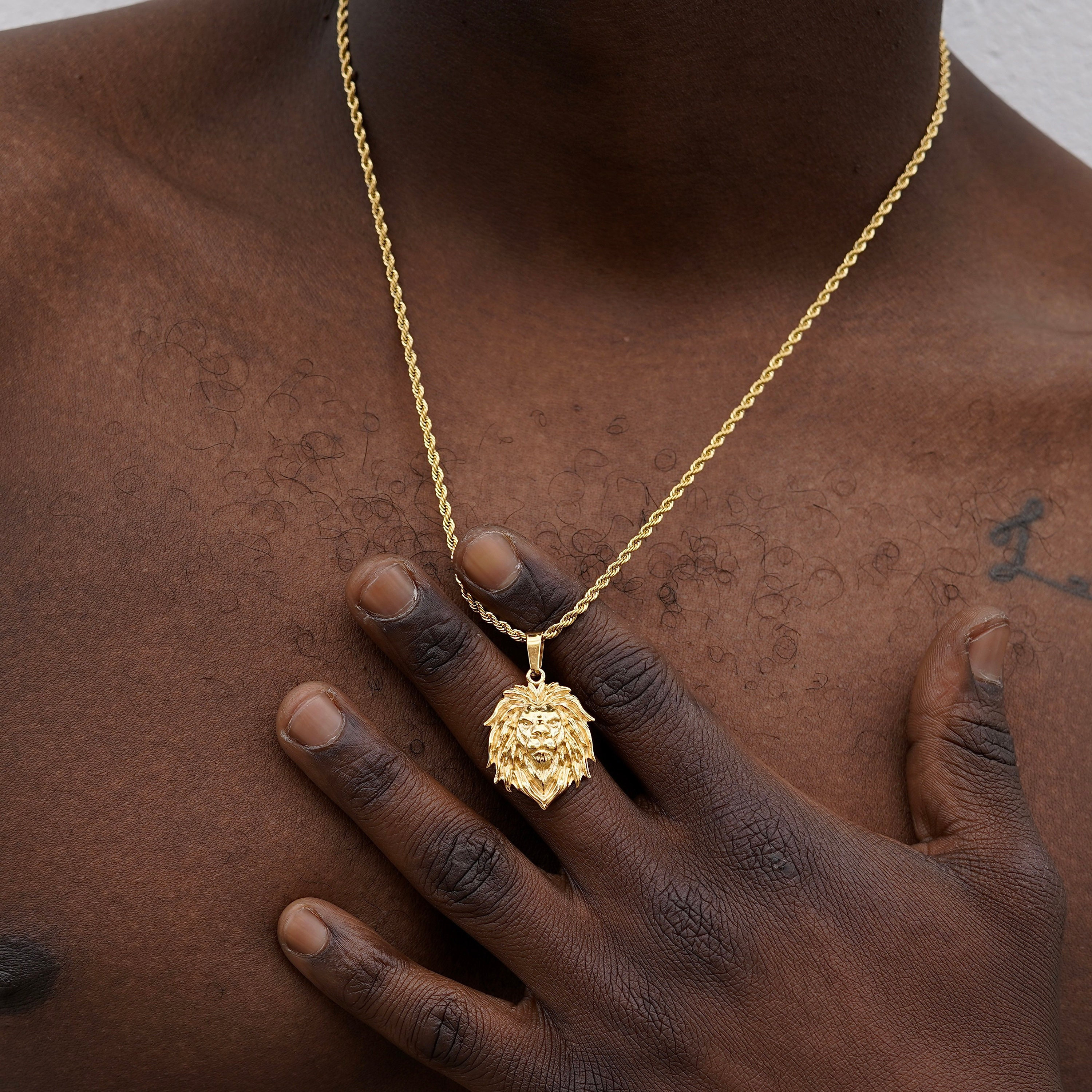 Ciondolo leone in oro - Collana leone in oro 18 carati per uomo - Ciondolo segno zodiacale Leone per uomo - Collana con ciondolo in oro da uomo - Gioi