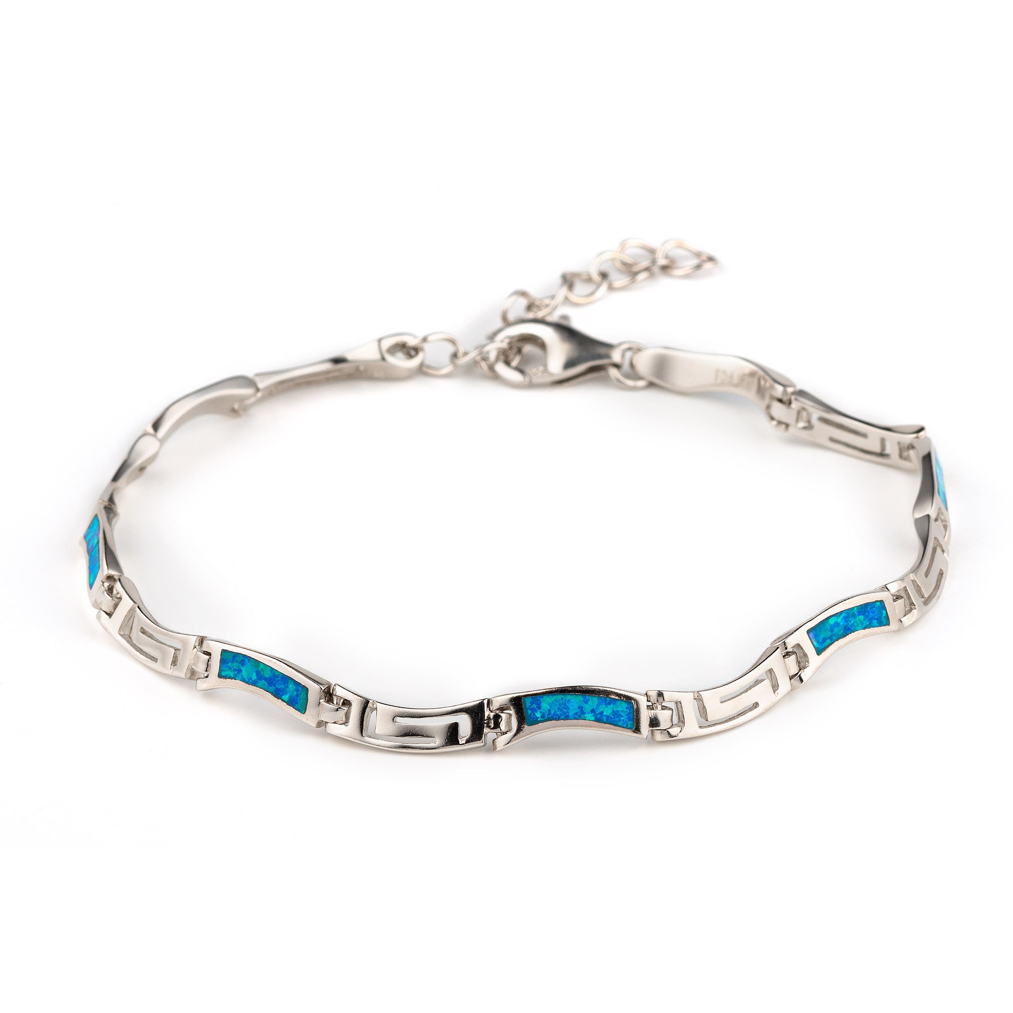 Bracciale in argento con chiave greca Meander, bracciali in opale, bracciale con chiave greca, regalo di compleanno per lei, regali di Pasqua