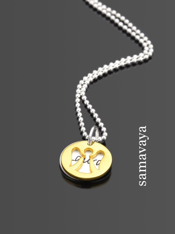 Collana con angelo con incisione HIDDEN ANGEL GOLD Collana in argento 925 con incisione del nome Collana con nome dell'angelo custode Engelsrufer