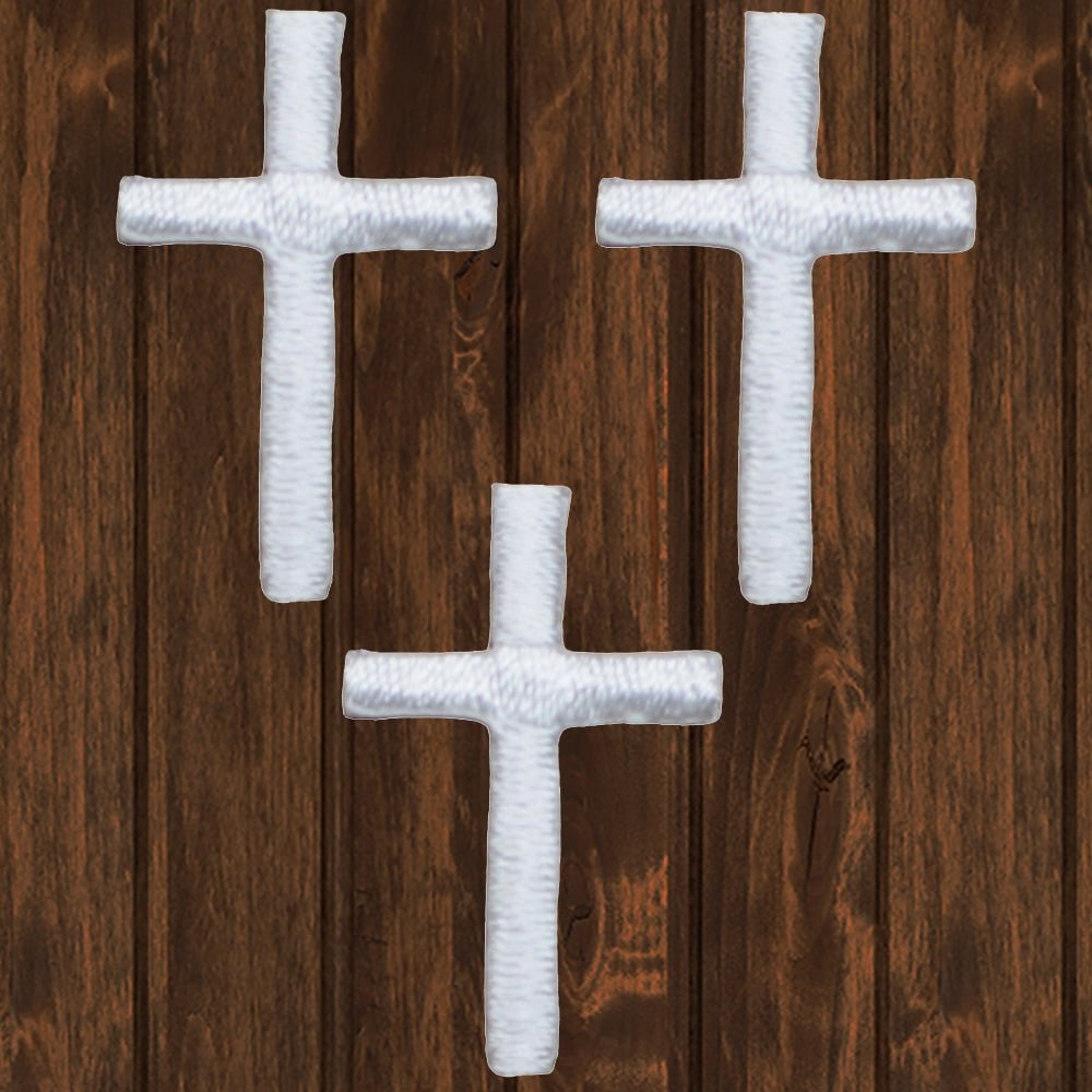 Mini toppa a croce, confezione da 3, stirabile, 1 pollice, toppa cristiana bianca, distintivo religioso, croce di Gesù, piccola toppa di fede, fai da