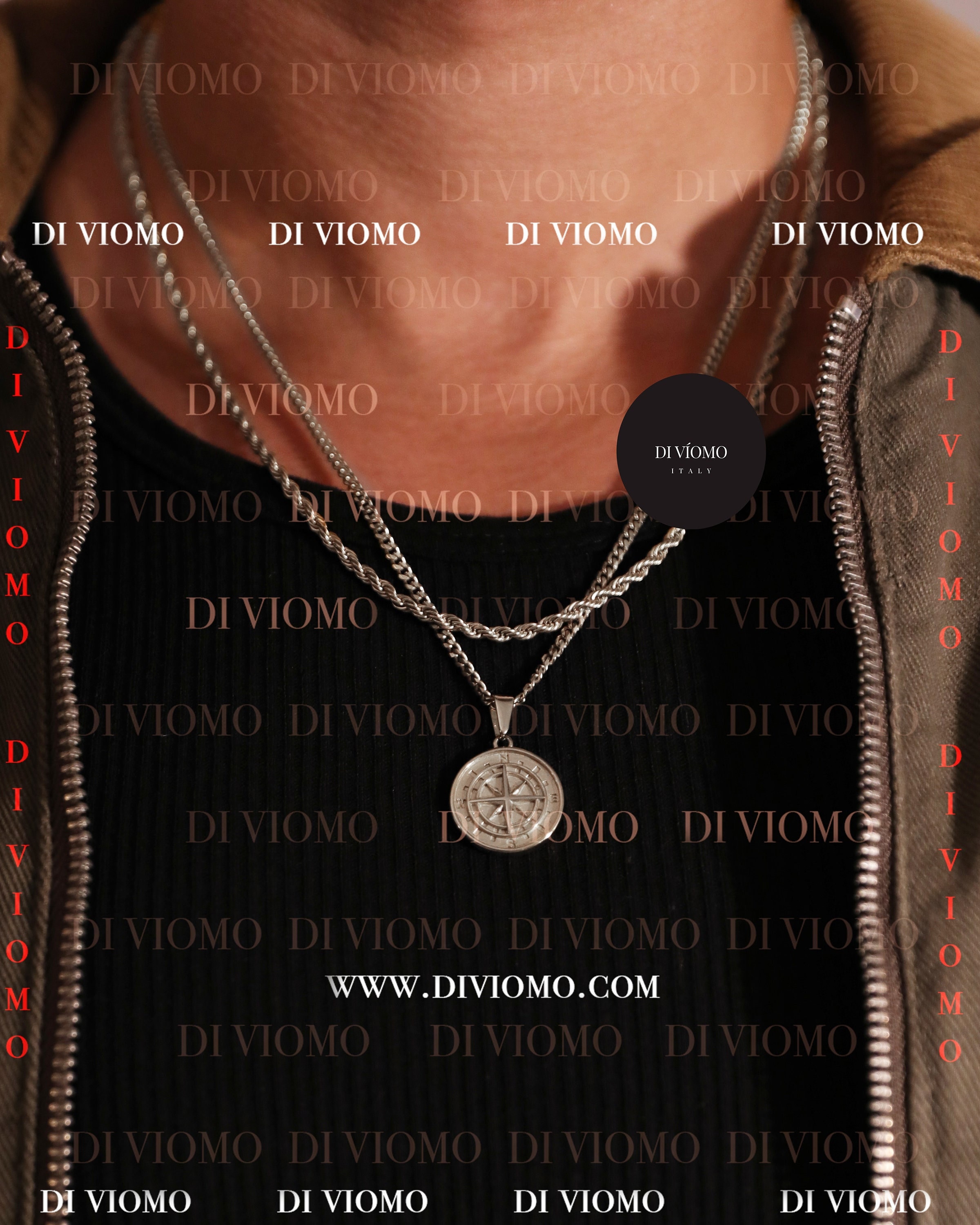 Collana da uomo in acciaio inossidabile con ciondolo bussola e stella polare in argento, collana con ciondolo bussola dorata, regalo per lui, regalo p