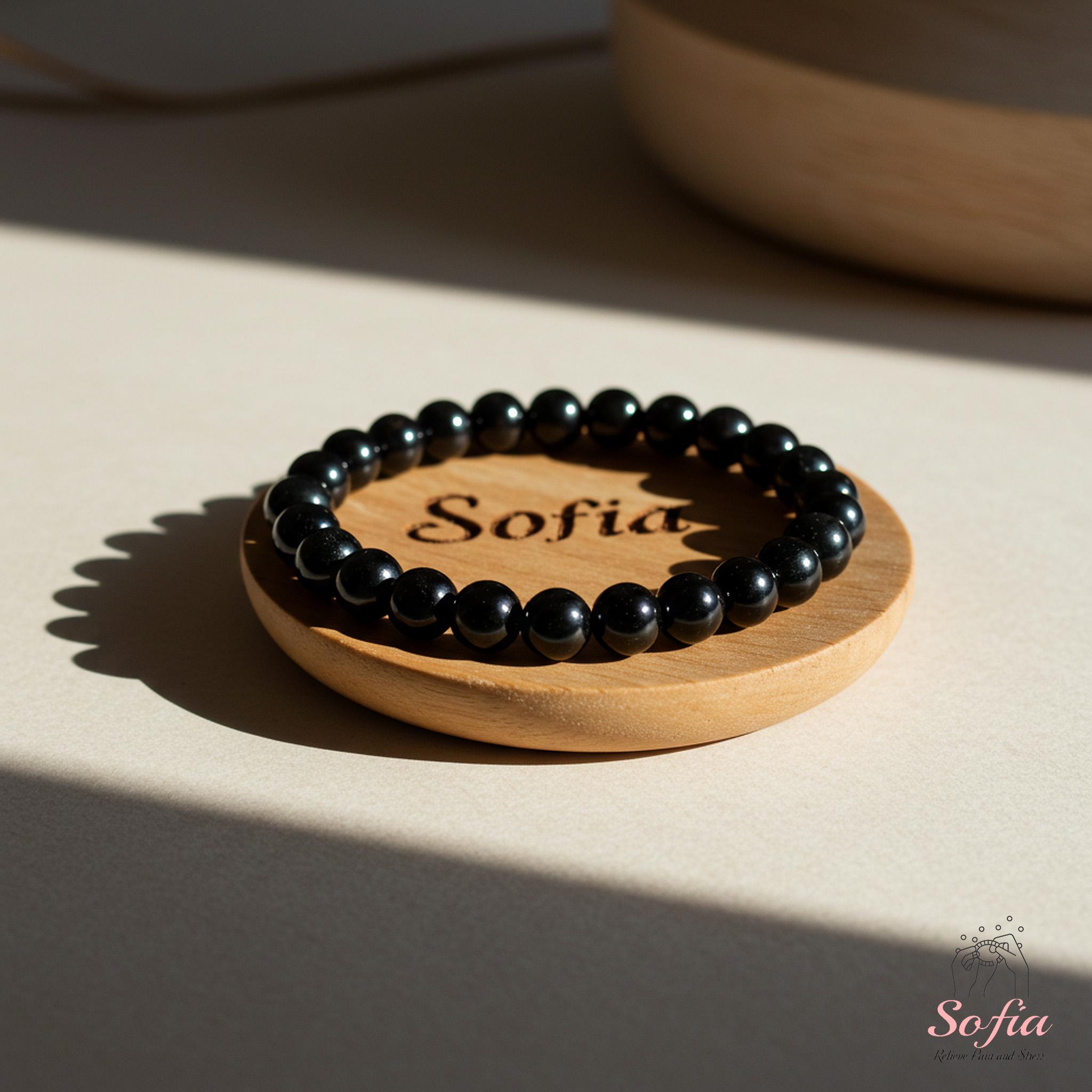 Bracciale in pietra di tormalina nera - Bracciale di protezione EMF Bracciale elastico in tormalina naturale Bracciale curativo regalo per lei, regalo