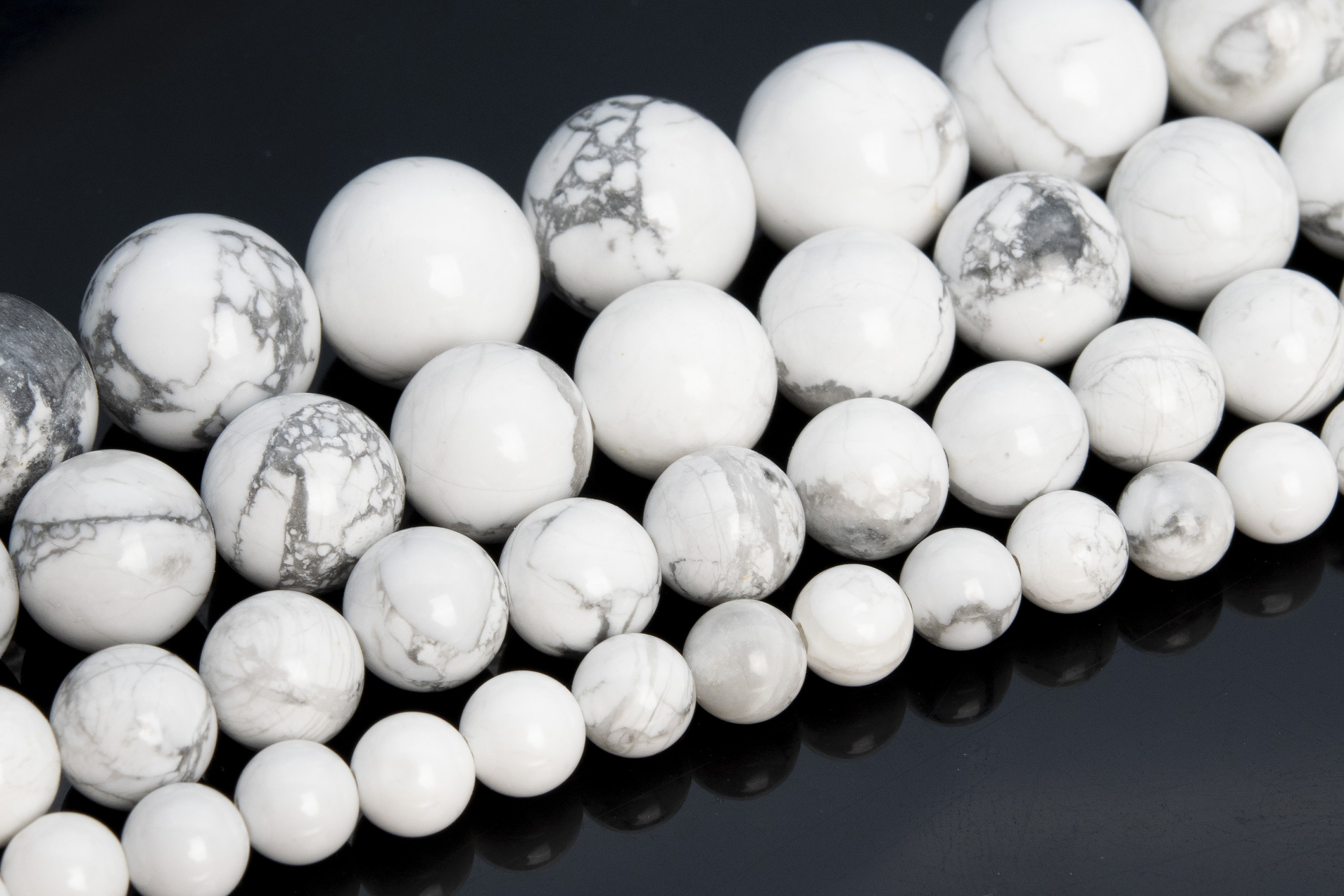 Perline di Howlite bianca di grado AAA, perline rotonde sciolte in pietra preziosa naturale autentica, 4 mm, 6 mm, 8 mm, 10 mm, 12 mm, 16 mm, opzioni
