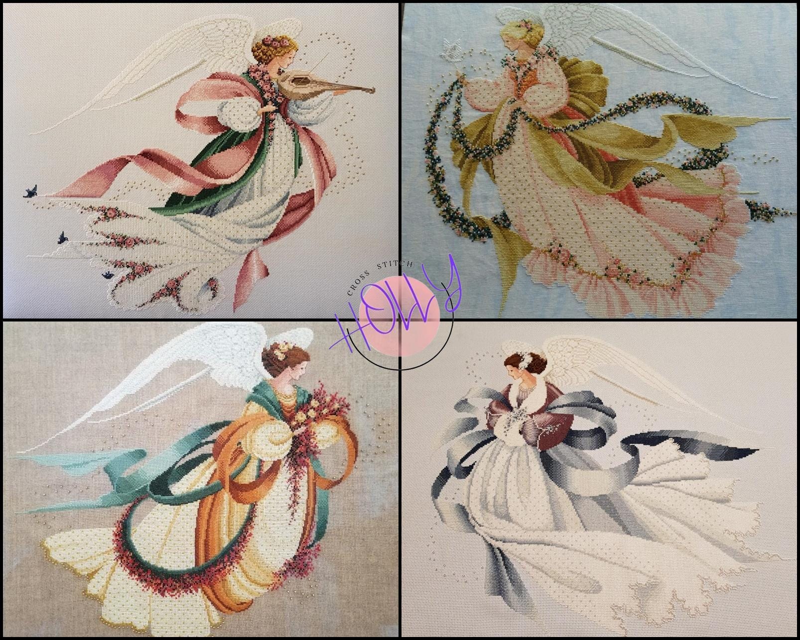 Set of 4 Cross Stitch Pattern Keeper Markup PDF + SAGA Angel Seasons Spring Summer Autumn Winter Celtic Lady Fairy Queen Embroidery Chart
