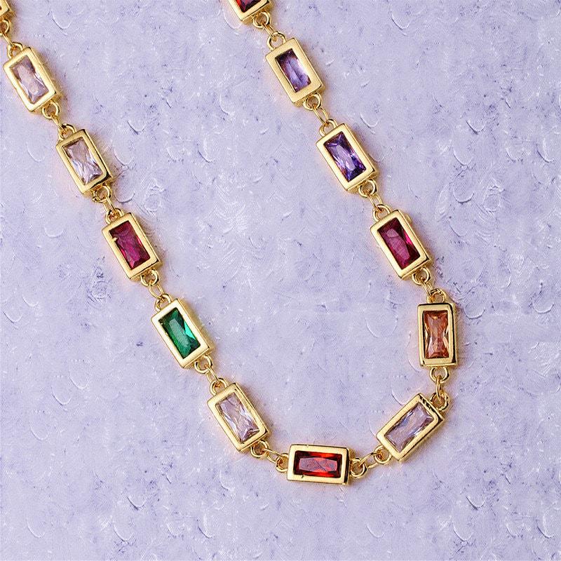 Catena con ciondolo colorato micro pavé in oro 14k tagliata su misura, catena con ciondolo cz speciale a piedi, dimensioni catena 11,5 x 5 mm, rotolo