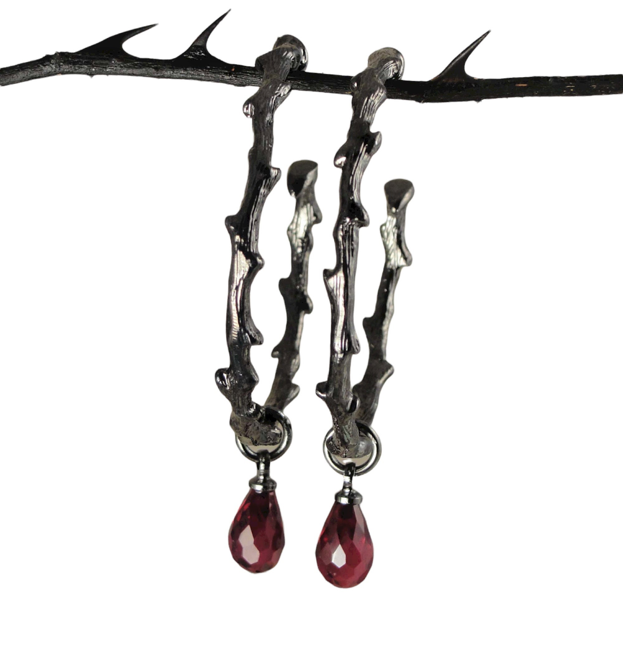 Gioielli gotici, Orecchini, Orecchini a cerchio, Sangue, Orecchini gotici, Orecchini di spine, Orecchini di ramo, Gioielli di Twilight, Darks Souls, C