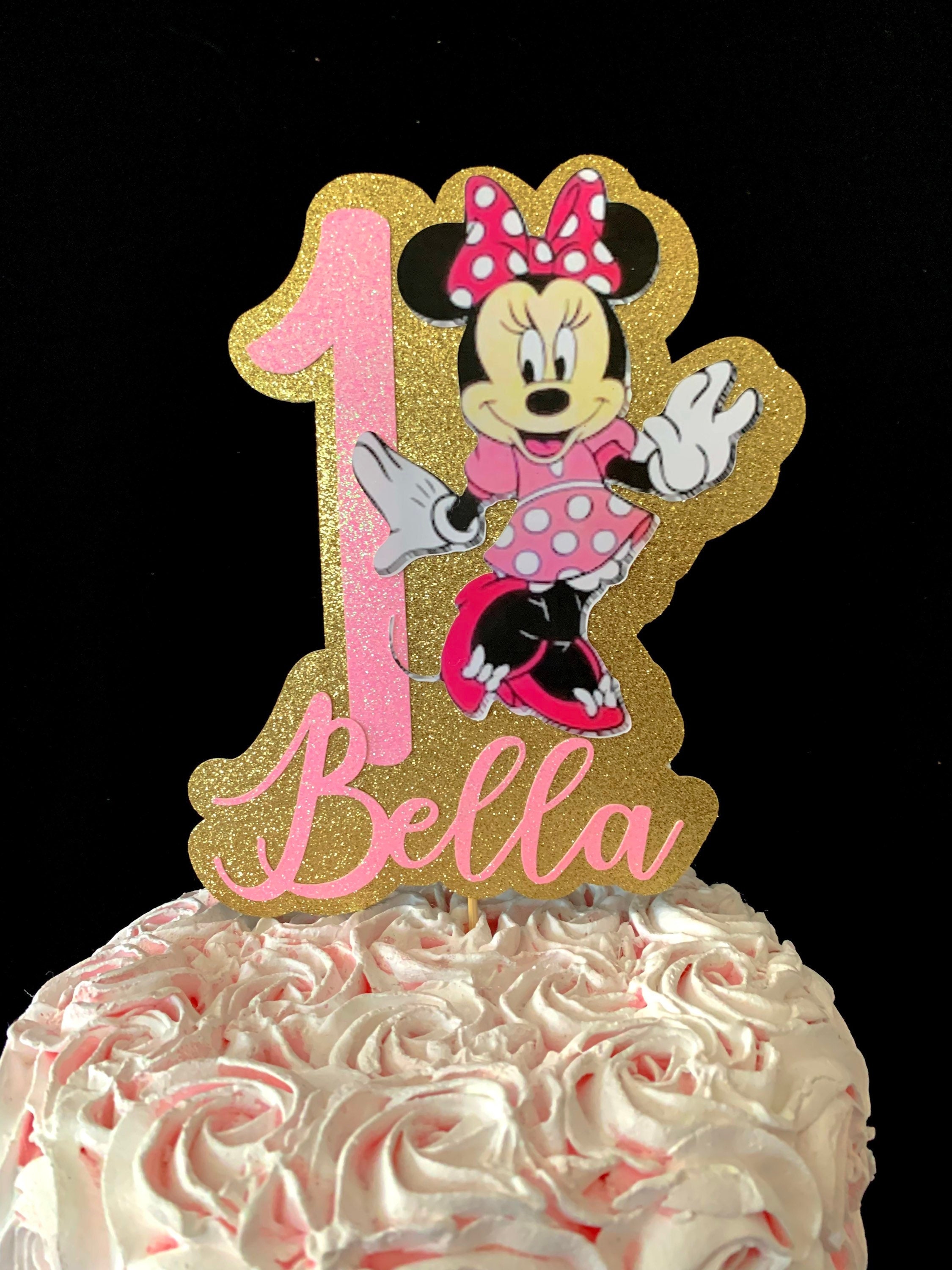 Minnie Mouse cake topper, 1 o compleanno Minnie mouse cake topper, birthday cake topper, Minnie Mouse primo compleanno, personalizzato, Minnie