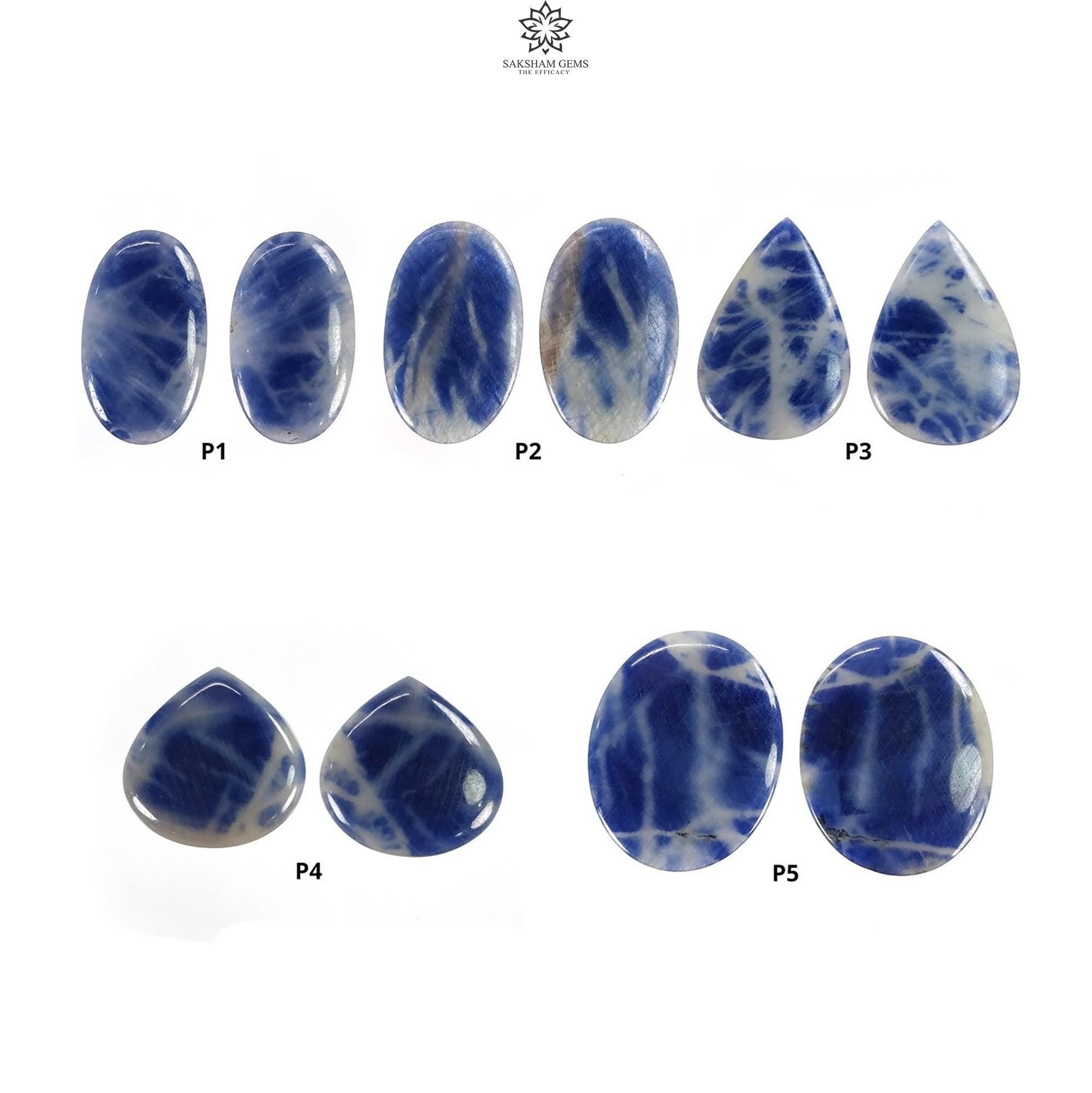 Cabochon di pietra preziosa ZAFFIRO BLU: coppia di zaffiri bicolore ovali a forma di pera, naturali, non trattati e non riscaldati
