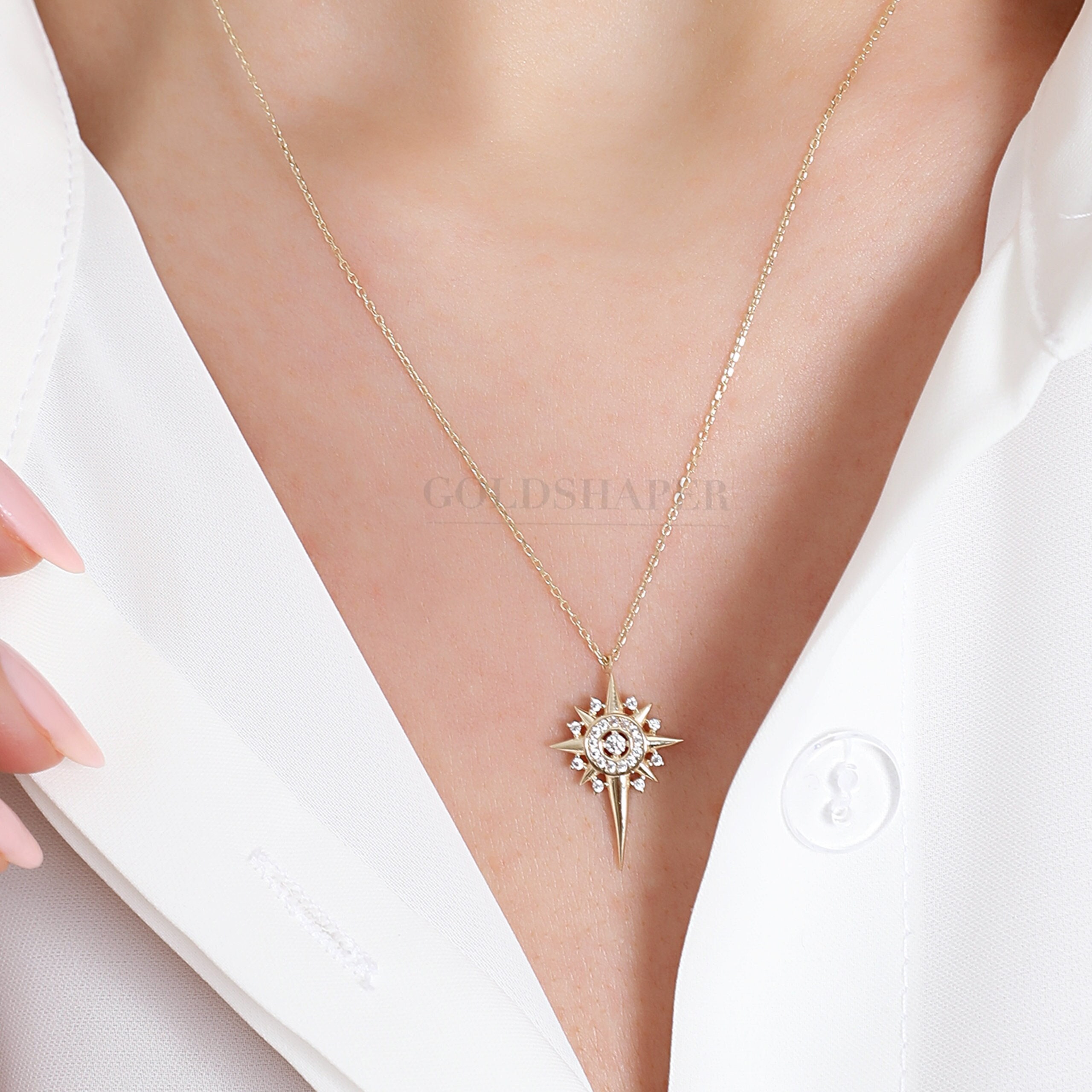 Collana Stella Polare in oro 14 carati, Collana Stella Polare in oro, Collana con ciondolo Stella Polare, Collana a stella, Collana Calestial, Collana