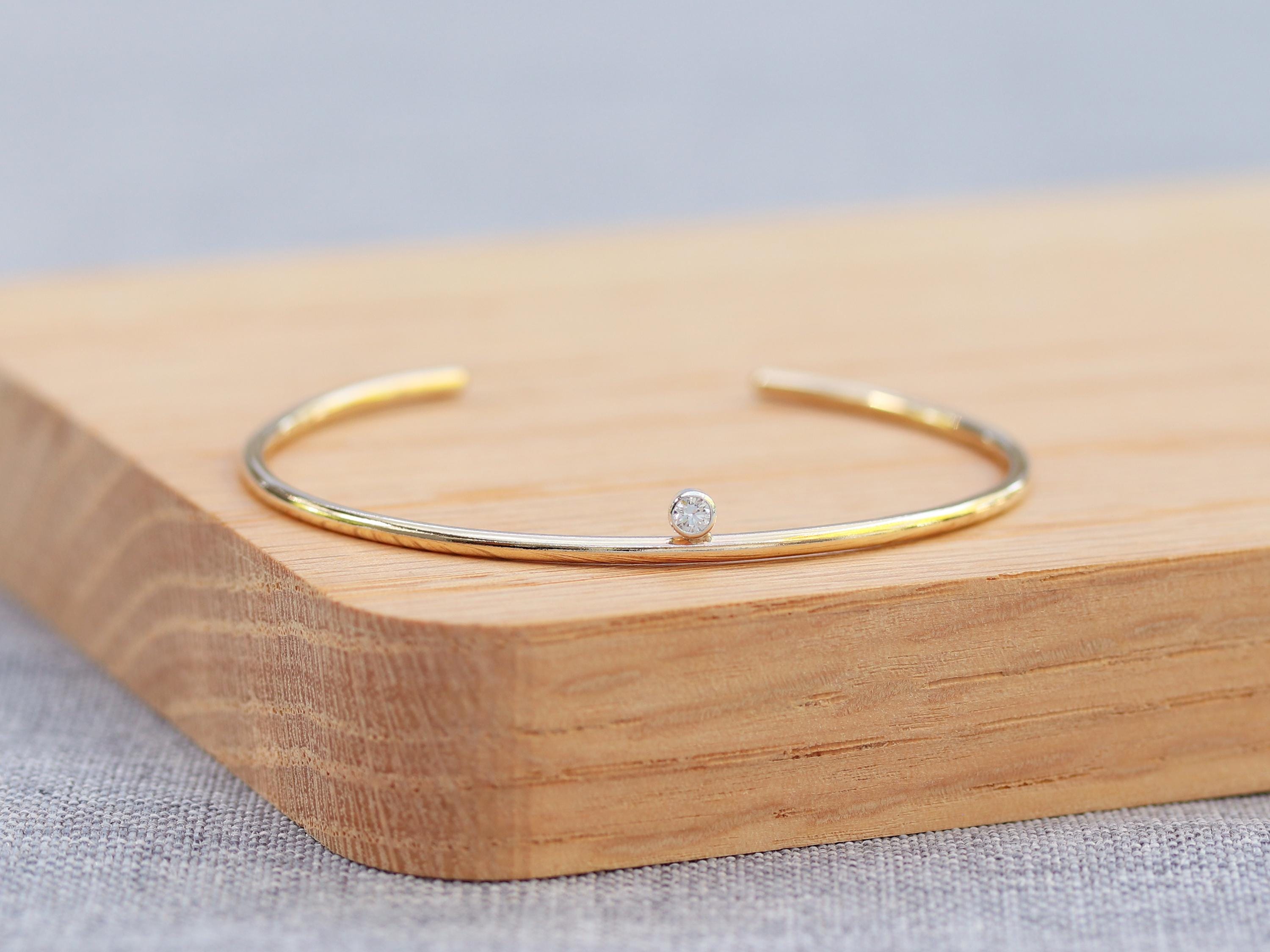 Bracciale rigido - Bracciale in oro rosa - Bracciale riempito d'oro Bracciale rigido in argento sterling Bracciale rigido aperto in oro - Bracciale in