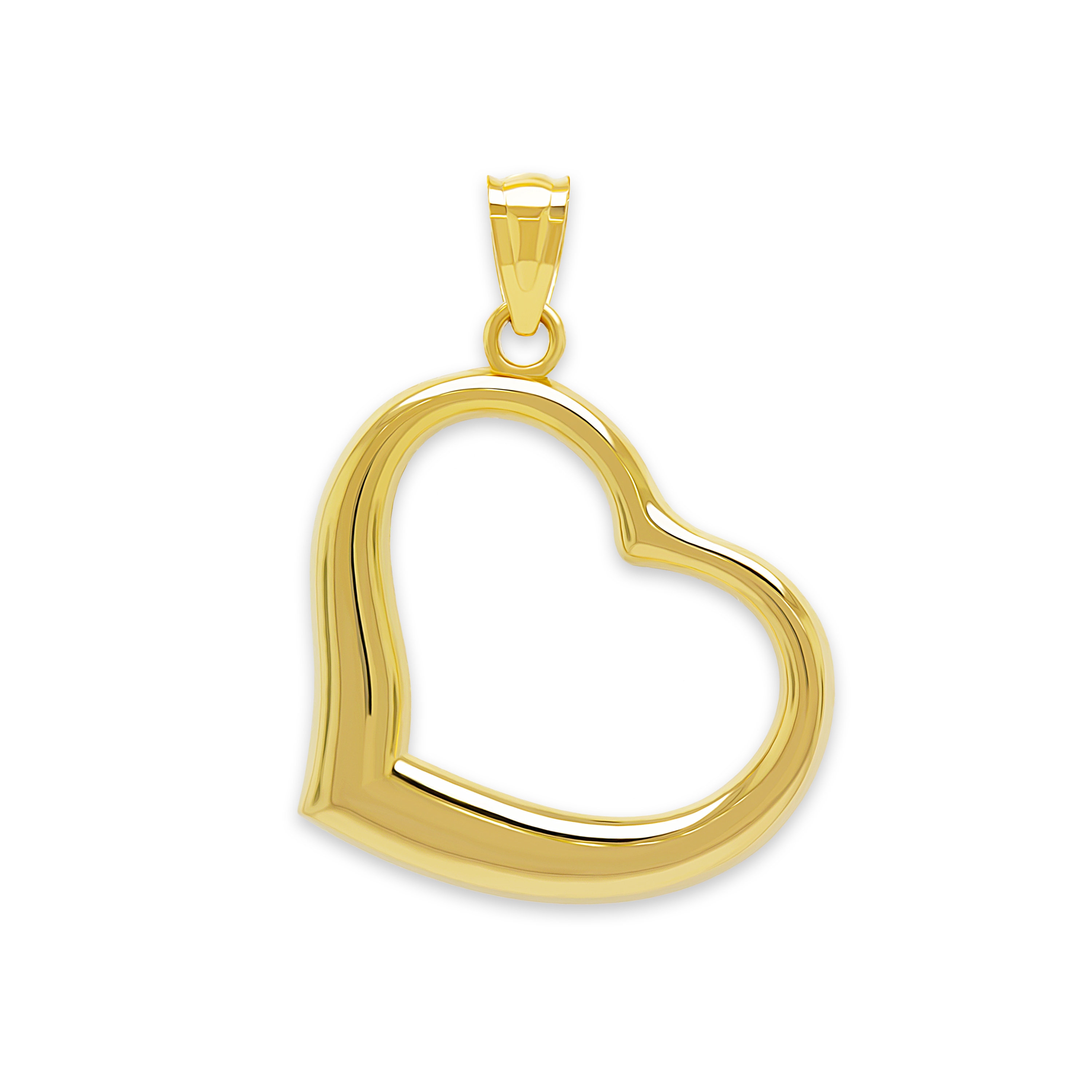 Ciondolo a forma di cuore in oro - Oro massiccio 14 carati - Catena in oro opzionale - Collana a cuore - Regalo per lei - Gioielli a forma di cuore -