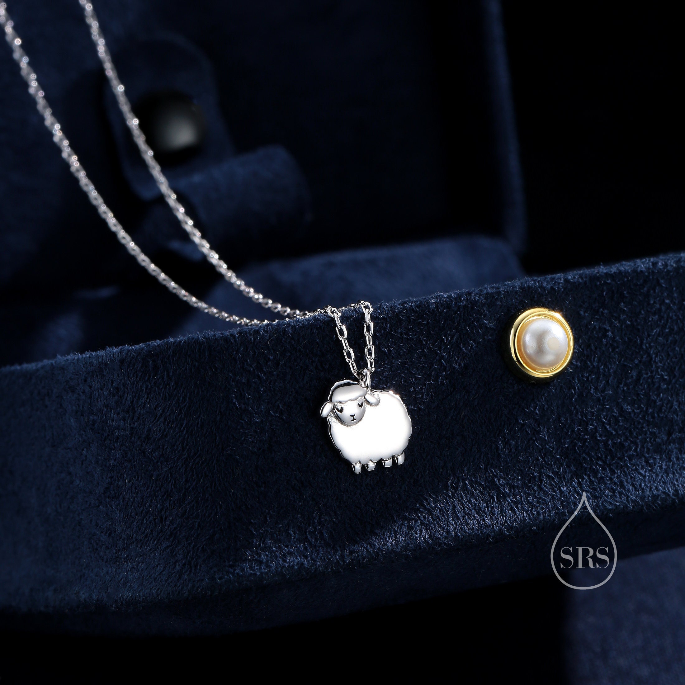 Collana con ciondolo a forma di pecora soffice in argento sterling, argento, oro o oro rosa, collana a forma di pecora in argento, collana a forma di