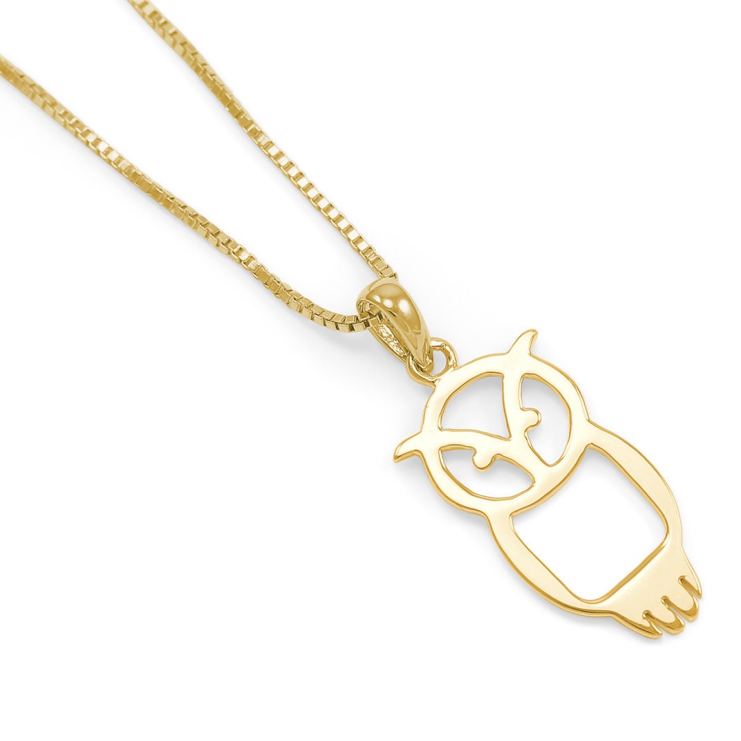 Collana con ciondolo a forma di gufo placcata in oro 14k // Gioielli a forma di gufo // Amanti degli animali // Collana a forma di gufo // Ciondolo a