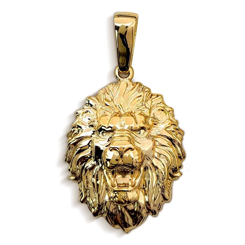 Ciondolo a forma di leone in vero oro giallo 18 carati, 3 misure, ciondolo a forma di leone in oro massiccio