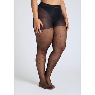 Plus Size Women's Diamond Dot Sheer Tights by ELOQUII in Black (Size 14/16)