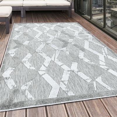 Teppich AYYILDIZ TEPPICHE "BAHAMA 5158", grau, B:140cm H:8mm L:200cm, Polypropylen, Teppiche, Läufer, Flachflor mit Hoch-Tief-Struktur, In-und Outdoor geeignet Image