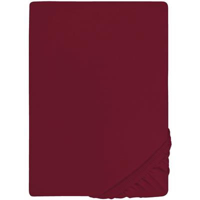 Spannbettlaken BIBERNA "Thea", rot (burgund), B:140-160cm L:200-220cm, Jersey-Elasthan, Obermaterial: 97% Baumwolle, 3% Elasthan, Laken, aus Baumwolle, für Matratzen bis 25 cm Höhe, Bettlaken, Spannbetttuch Image