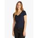 T-Shirt TOMMY JEANS "TJW SLIM V-NECK TEE", Damen, Gr. XL (42), blau (schwarz night navy), Single Jersey, Obermaterial: 100% Baumwolle, unifarben, Basic, slim fit hüftlang, V-Ausschnitt, Kurzarm abgesteppt, Shirts, mit Logo-Stickerei