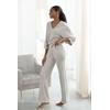 Strickhose FRENCH CONNECTION, Damen, Gr. 44/46, N-Gr, beige (beige meliert), Rippstrick, Obermaterial: 40% Viskose (LENZING ECOVERO), 30% Polyacryl, 30% Polyester, meliert, casual, bequem lang, Hosen, mit leichten ausgestellten Bein, Loungewear
