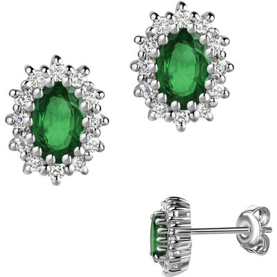 Paar Ohrstecker FIRETTI "Schmuck Geschenk Silber 925 Ohrschmuck Ohrringe Diana", grün (silberfarben, grün, kristallweiß, grün, kristallweiß), Ohrringe, Damen, Silber 925 (Sterlingsilber), Made in Germany - mit Zirkonia (synth.) Image