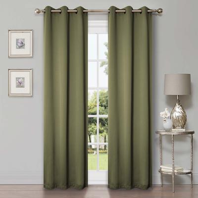 Superior Solid Machine Washable Room Darkening Grommet Blackout Curtains, Set of 2