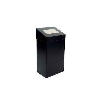 PROREGAL Robuster Abfallbehälter mit Pushdeckel | 50 Liter, HxBxT 68x38x25cm | Aluminium | Schwarz Image