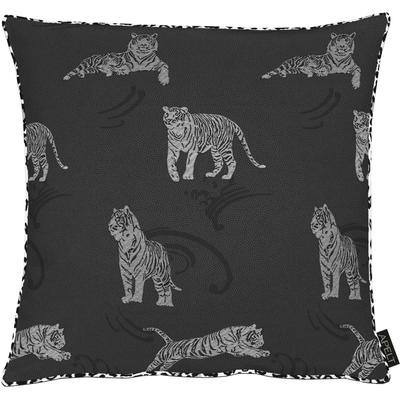 Dekokissen APELT "Mogli" Gr. 1, silber (schwarz, silberfarben, gemustert), B:49cm L:49cm, Polyester, Dekokissen_Sitzkissen_Kissenhüllen, Kissenhülle ohne Füllung, 1 Stück Image