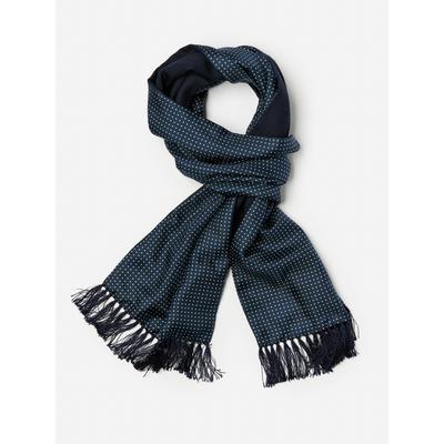 J.McLaughlin Men's Men's Silk Scarf in Polka Dots Navy/Ivory | Silk/Wool