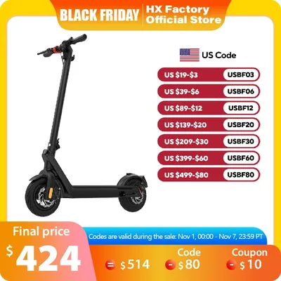 HX X9 15.6AH Electric Scooter 500W 40KM/H Foldable Electric Kick E Scooter 10 Inch APP Smart