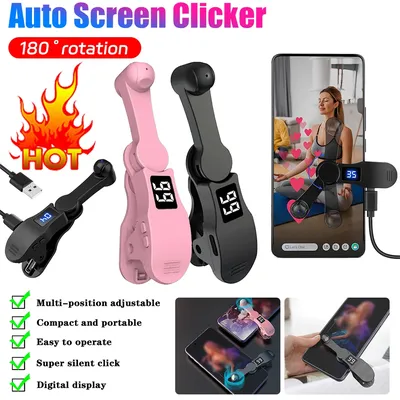 Adjustable Auto Clicker Device USB Mobile Phone Physical Simulation Clip Screen for Tablet Video