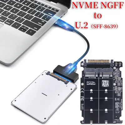 M.2 SSD To U.2 Adapter Card M.2 NVMe SATA-Bus NGFF SSD To PCI-e U.2 Adapter 32Gbps Hard Disk Adapter