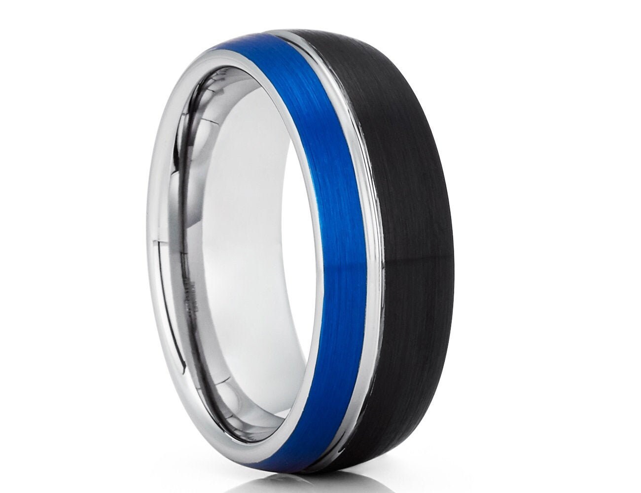 Fede nuziale in tungsteno nero e blu - Fede nuziale in tungsteno nero - Fede nuziale in tungsteno blu ... - Fede nuziale in tungsteno - Fede nuziale i