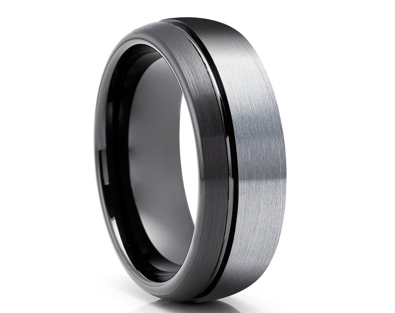 Fede nuziale in tungsteno nero/Fede nuziale in tungsteno grigio/Fede nuziale in tungsteno da 8 mm/Fede nuziale nera/Fede nuziale in tungsteno da 6 mm/
